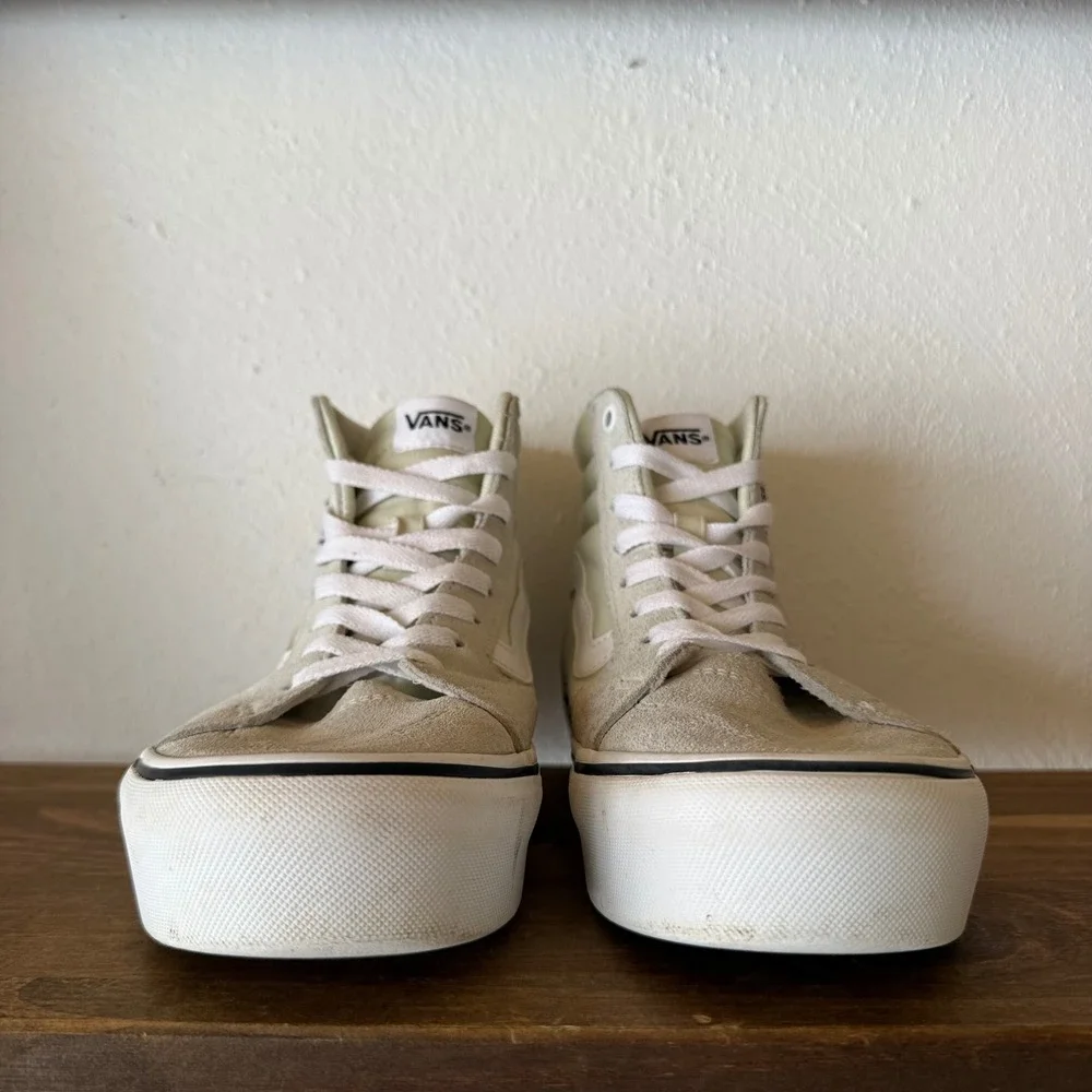 Vans Sneakers Womens Size 8.5 Sk8-Hi Platform High Top Light Green White 721356
